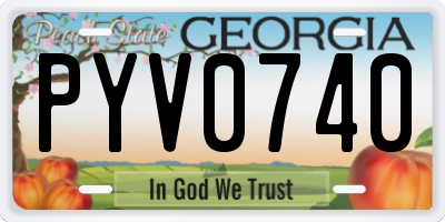 GA license plate PYV0740