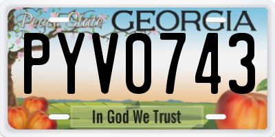 GA license plate PYV0743