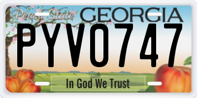 GA license plate PYV0747
