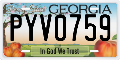 GA license plate PYV0759