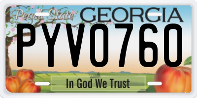 GA license plate PYV0760