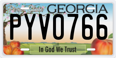 GA license plate PYV0766