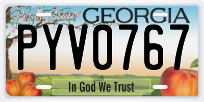 GA license plate PYV0767