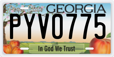 GA license plate PYV0775