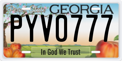GA license plate PYV0777