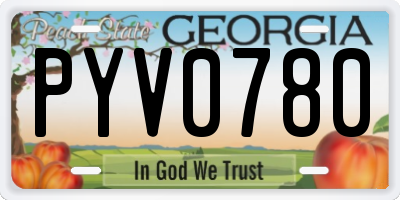 GA license plate PYV0780
