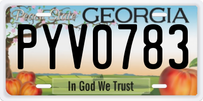 GA license plate PYV0783