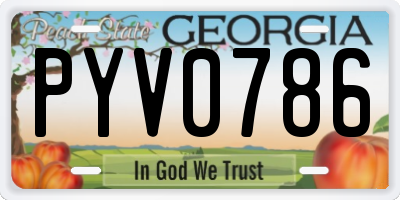 GA license plate PYV0786