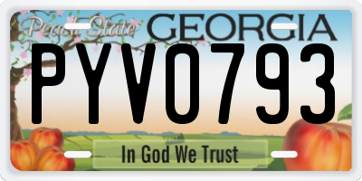 GA license plate PYV0793