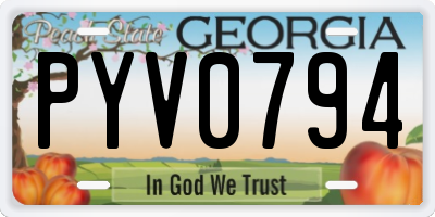 GA license plate PYV0794