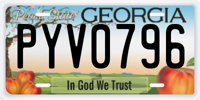 GA license plate PYV0796