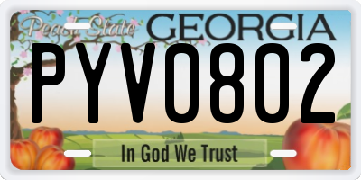 GA license plate PYV0802