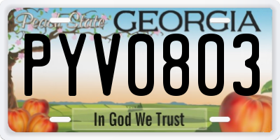 GA license plate PYV0803