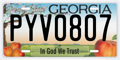 GA license plate PYV0807