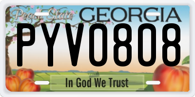 GA license plate PYV0808
