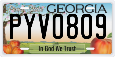GA license plate PYV0809