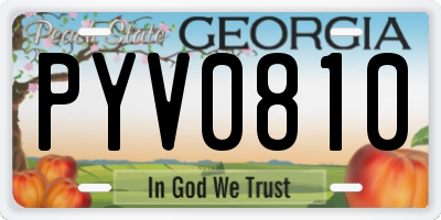 GA license plate PYV0810