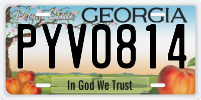 GA license plate PYV0814