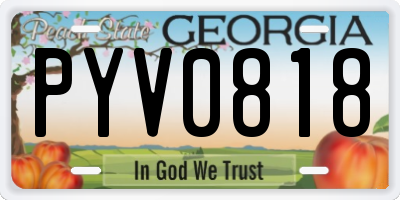 GA license plate PYV0818