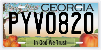 GA license plate PYV0820