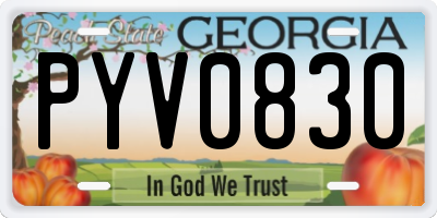 GA license plate PYV0830