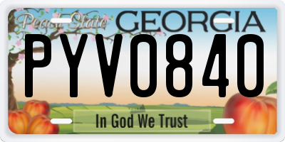 GA license plate PYV0840