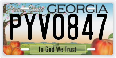 GA license plate PYV0847