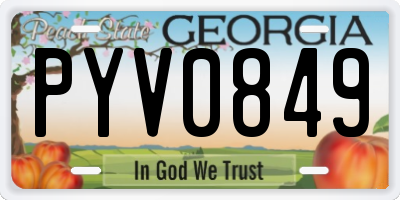 GA license plate PYV0849