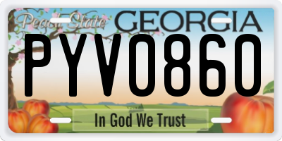 GA license plate PYV0860