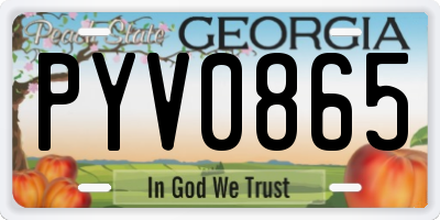 GA license plate PYV0865