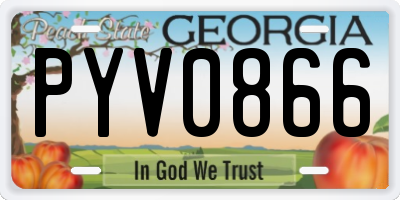 GA license plate PYV0866