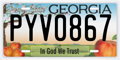 GA license plate PYV0867