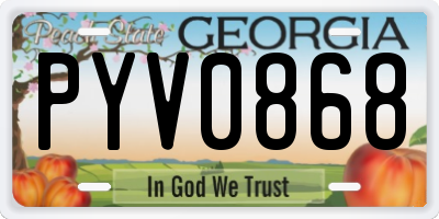 GA license plate PYV0868