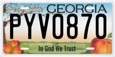 GA license plate PYV0870