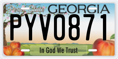GA license plate PYV0871
