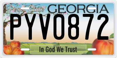 GA license plate PYV0872