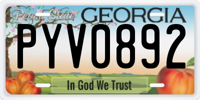 GA license plate PYV0892