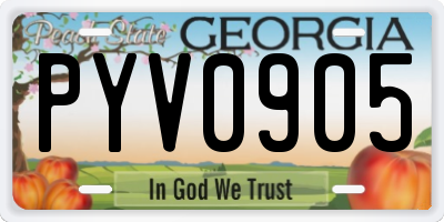 GA license plate PYV0905