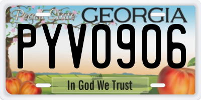 GA license plate PYV0906