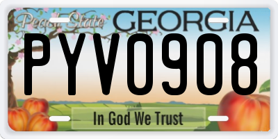 GA license plate PYV0908