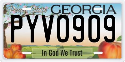 GA license plate PYV0909