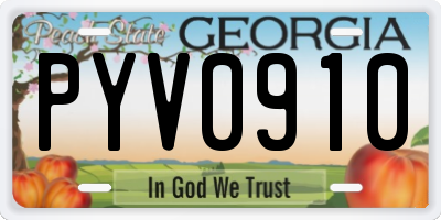 GA license plate PYV0910