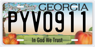 GA license plate PYV0911