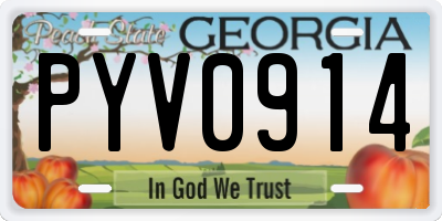 GA license plate PYV0914
