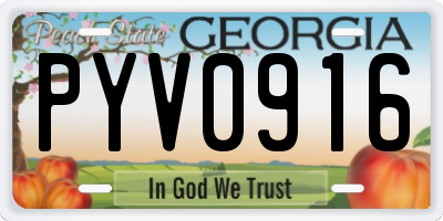 GA license plate PYV0916