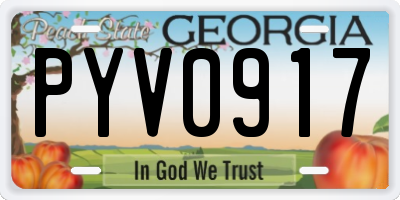 GA license plate PYV0917