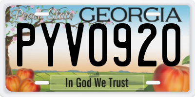 GA license plate PYV0920