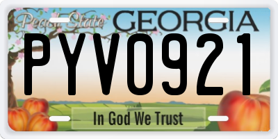 GA license plate PYV0921