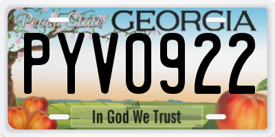 GA license plate PYV0922