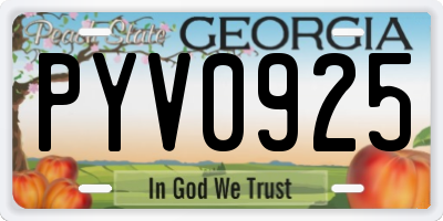 GA license plate PYV0925
